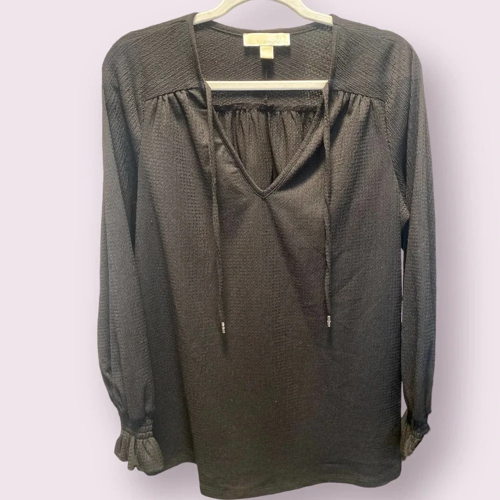Michael Kors Long Sleeve Gauzy Peasant Blouse‎